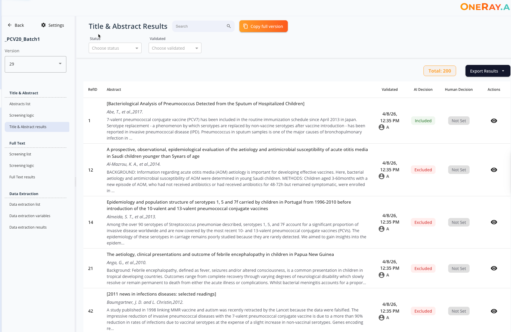 oneRay SLR Report Generation